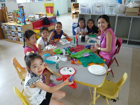 Third grade students taking Arts and Crafts at EFL summer school