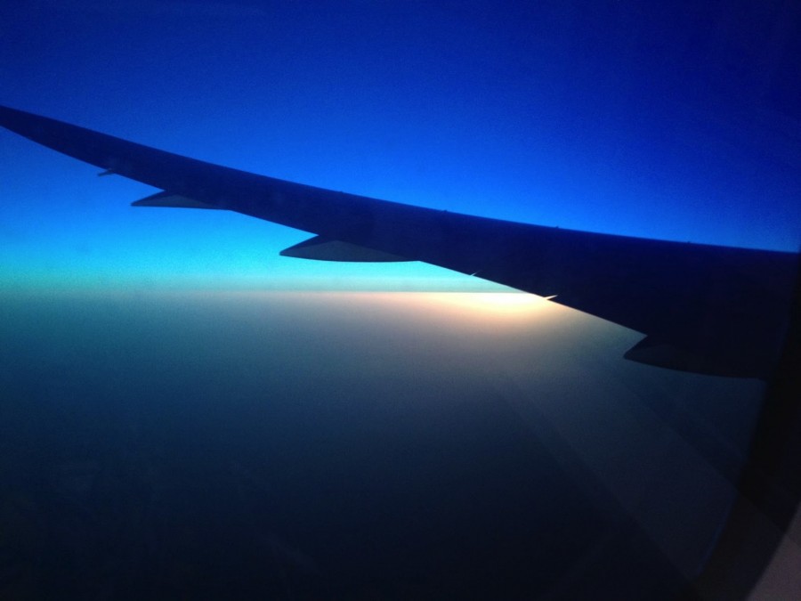 Photo taken when looking out of an airplane window. 