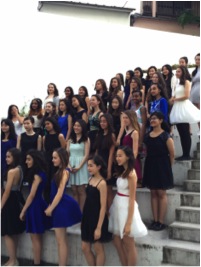 The eight graders line up for the annual semi formal photo shoot. 