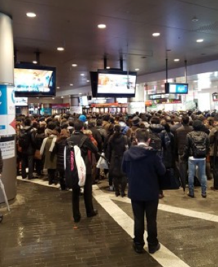 Photo Credit: Ms. Mehta Outside the ticket barrier of Futako Tamagawa when they weren't letting people into the station.