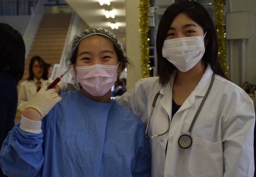The leaders of the ISSH Medical Society club dress up as doctors in hopes to one day work in the medical field. 