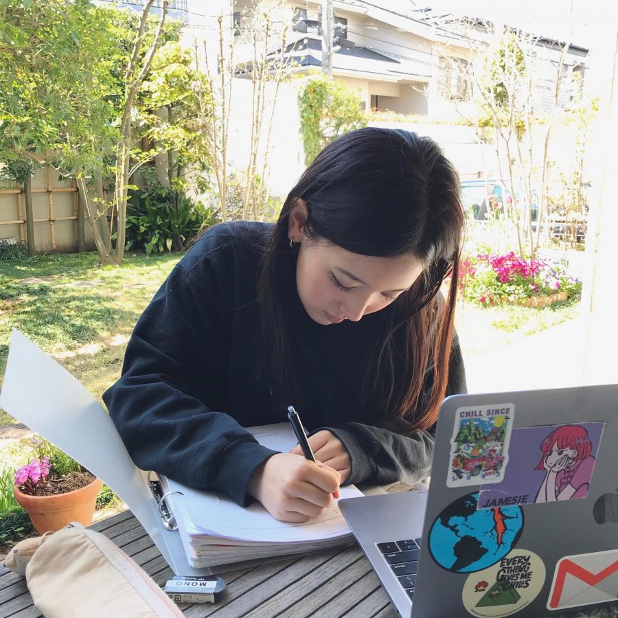 Lili M. (11) is making the most of learning from home during the extended closure. 