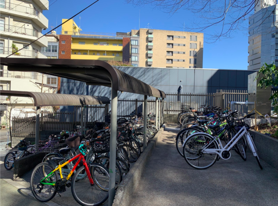 Sacred Heart bicycle racks. (Image by Allysha Y.)