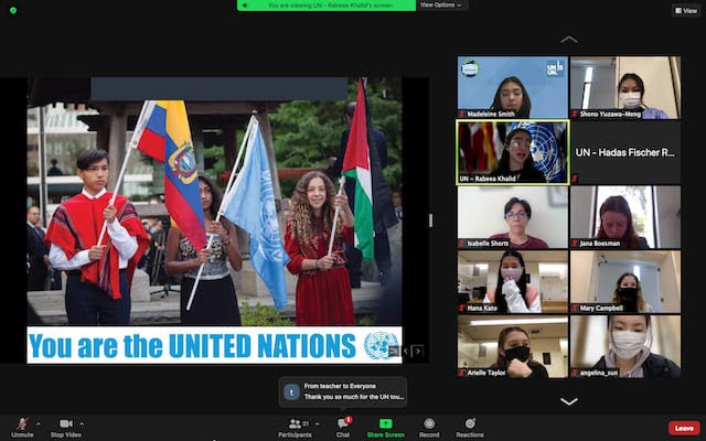 Students participating in the UN Virtual Tour.
