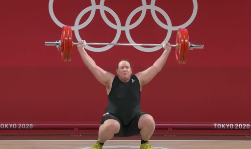 Laurel Hubbard competing in the Tokyo 2020 Olympics. 