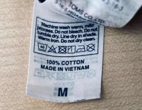 Typical labels on hang tags only show the country of the manufacturer of the final product and not the origins of individual materials used.