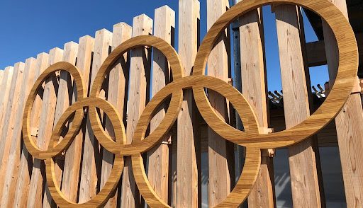 The Olympic rings on the fences at the Olympic village.

(Photo credit: Khwaish (‘24))