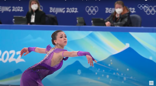 Valieva skated her short program, scoring 82.16. 
