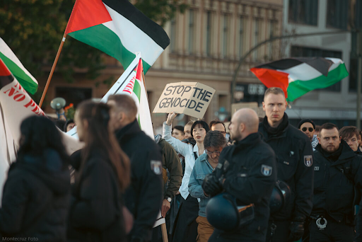 An October 21, 2023 protest in Germany calling for a ceasefire and Palestinian liberation. 

