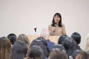 Isona Kakuchi shared her work as a pediatrician with Médecins Sans Frontières with Sacred Heart high school students. (High School Newsletter)