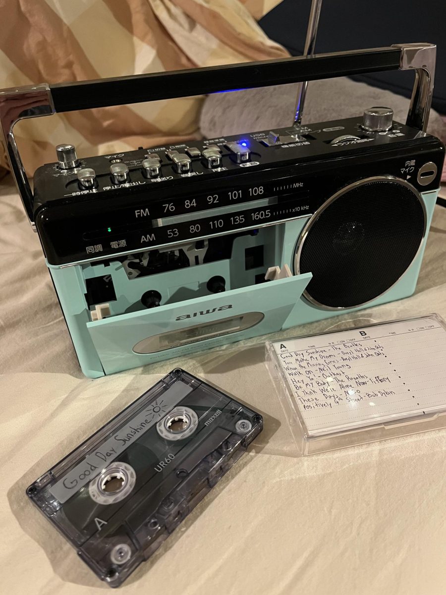 For Ren B. (`27), making mixtapes isn’t just nostalgic but deeply personal.
“It feels more intimate listening to a playlist I made on a mixtape,” she says. “When you use Spotify, it’s convenient but it feels kind of mindless—like you can play whatever song or add whatever you want. But when you make a mixtape, you put more attention on the songs you want. Pressing play, record, stop, rewind makes the whole process more fun.”